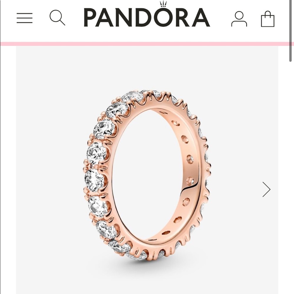 Pandora Rose Gold sparkling row Eternity ring NEW size 7